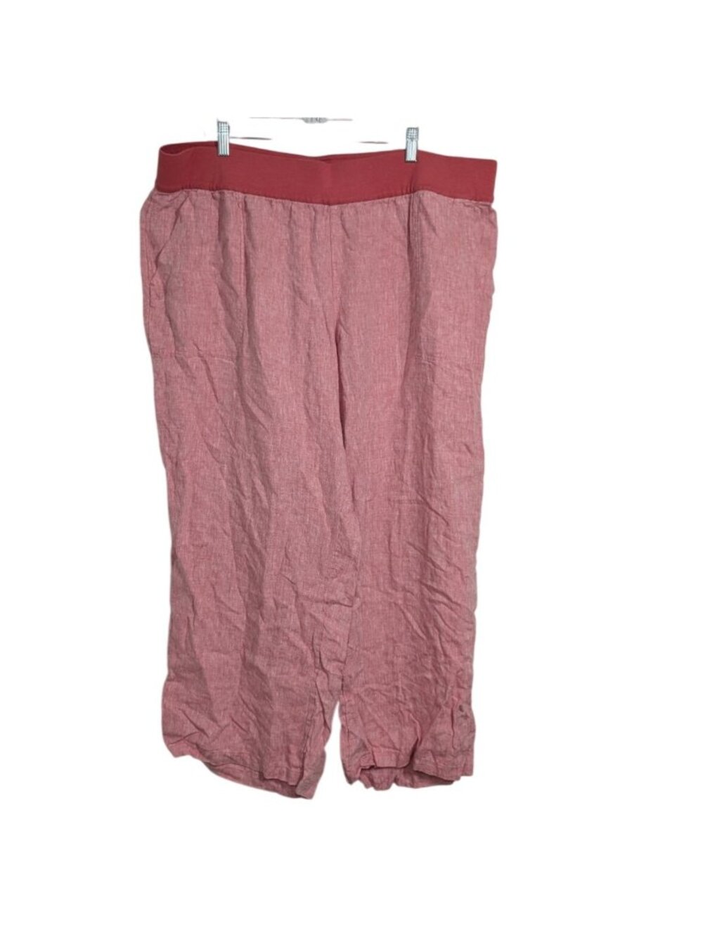 Lands End 100% Linen Pants Womens Size 24W Pink Pull On Coastal Minimalist